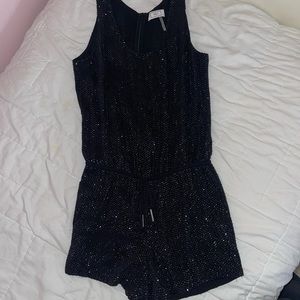 MLV Black Sparkle Drawstring Waist Romper Sz S (4)